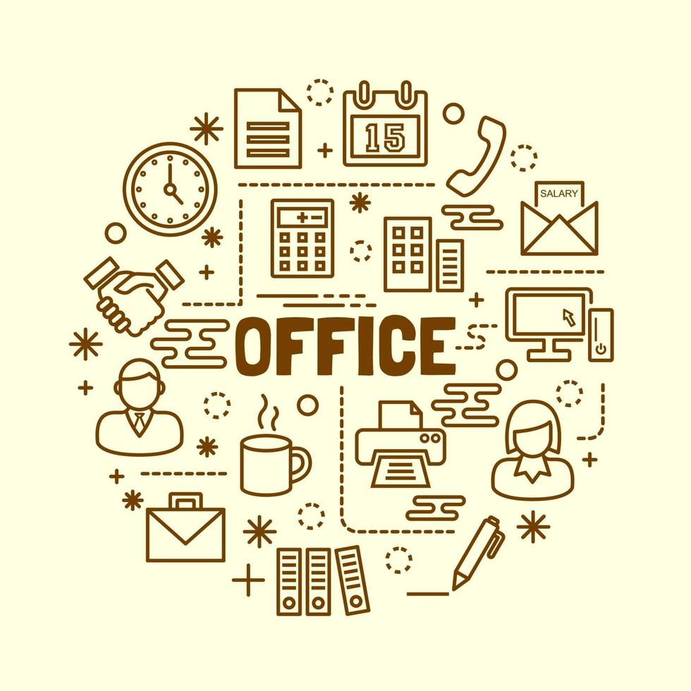 Office minimale dunne lijn iconen set vector