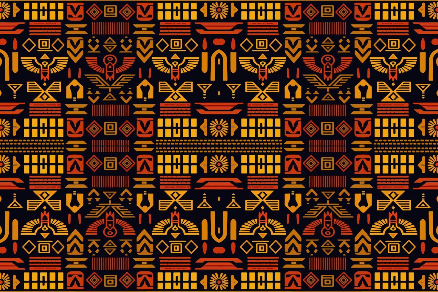 etnisch ikat Egyptische hiërogliefen patroon. abstract traditioneel volk antiek tribal grafisch lijn. structuur textiel kleding stof etnisch Egyptische patronen vector. overladen elegant luxe wijnoogst retro stijl. vector