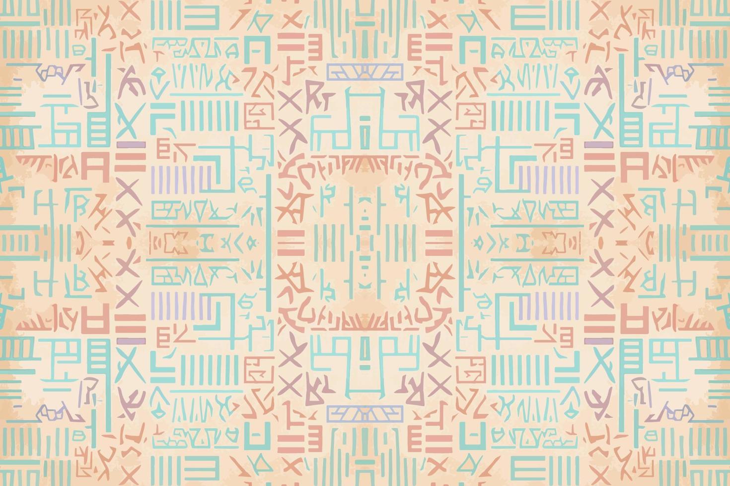 etnisch ikat Egyptische hiërogliefen patroon pastel kleur. abstract traditioneel volk antiek tribal grafisch lijn overladen elegant luxe wijnoogst retro. structuur textiel kleding stof etnisch Egyptische patronen vector