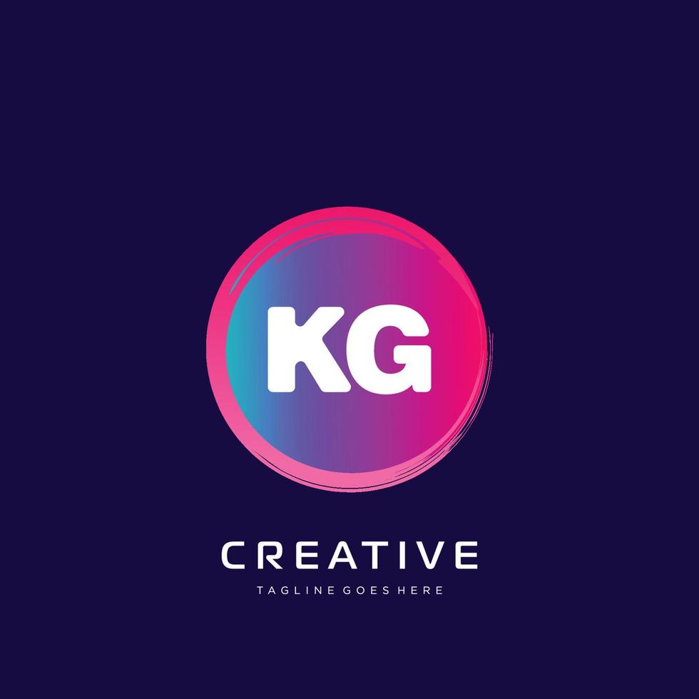 kg eerste logo met kleurrijk sjabloon vector. vector