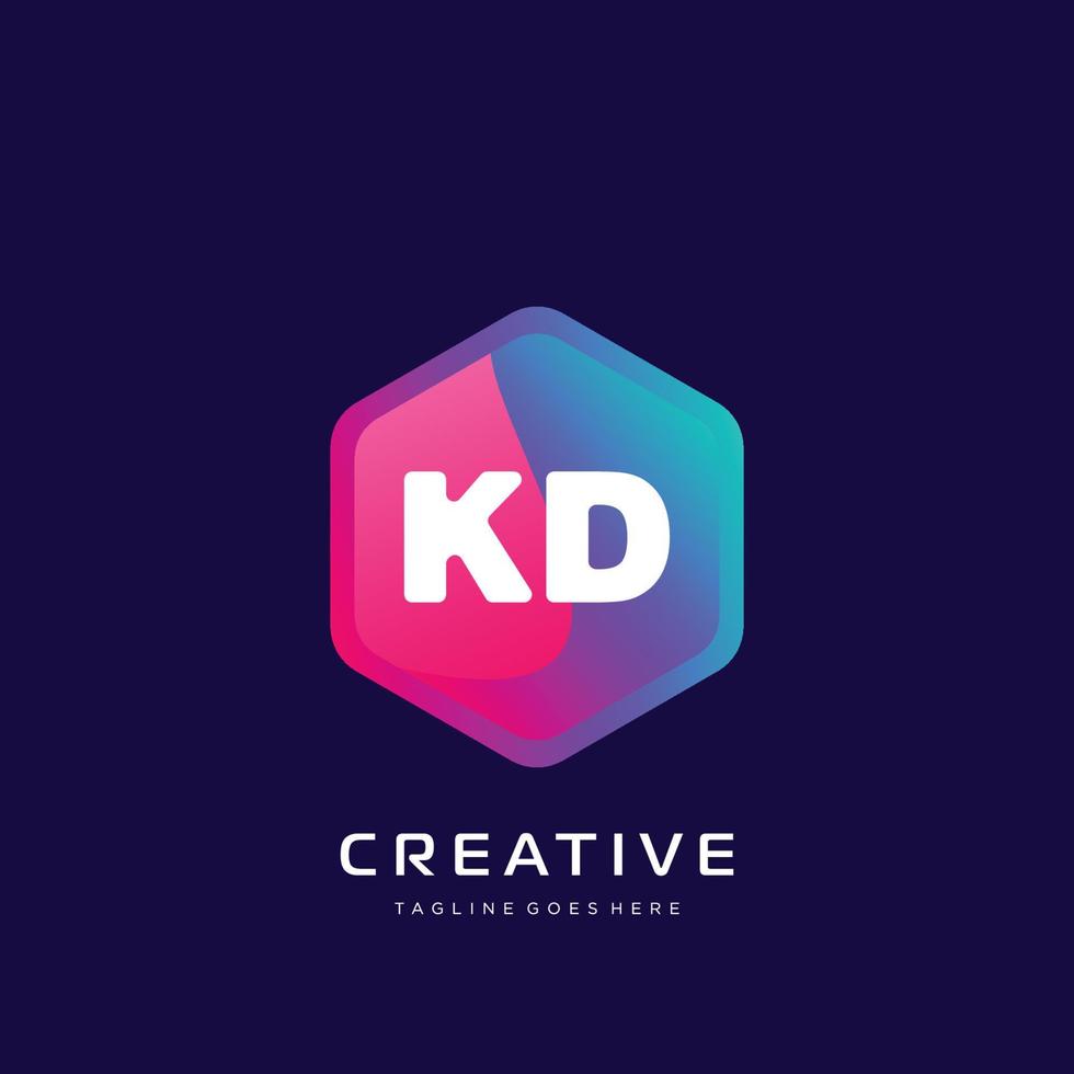 kd eerste logo met kleurrijk sjabloon vector. vector