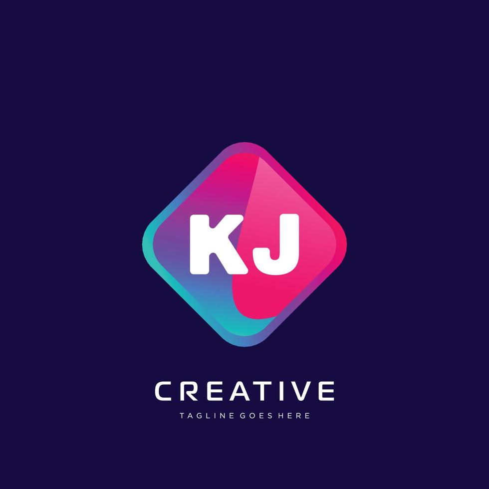 kj eerste logo met kleurrijk sjabloon vector. vector