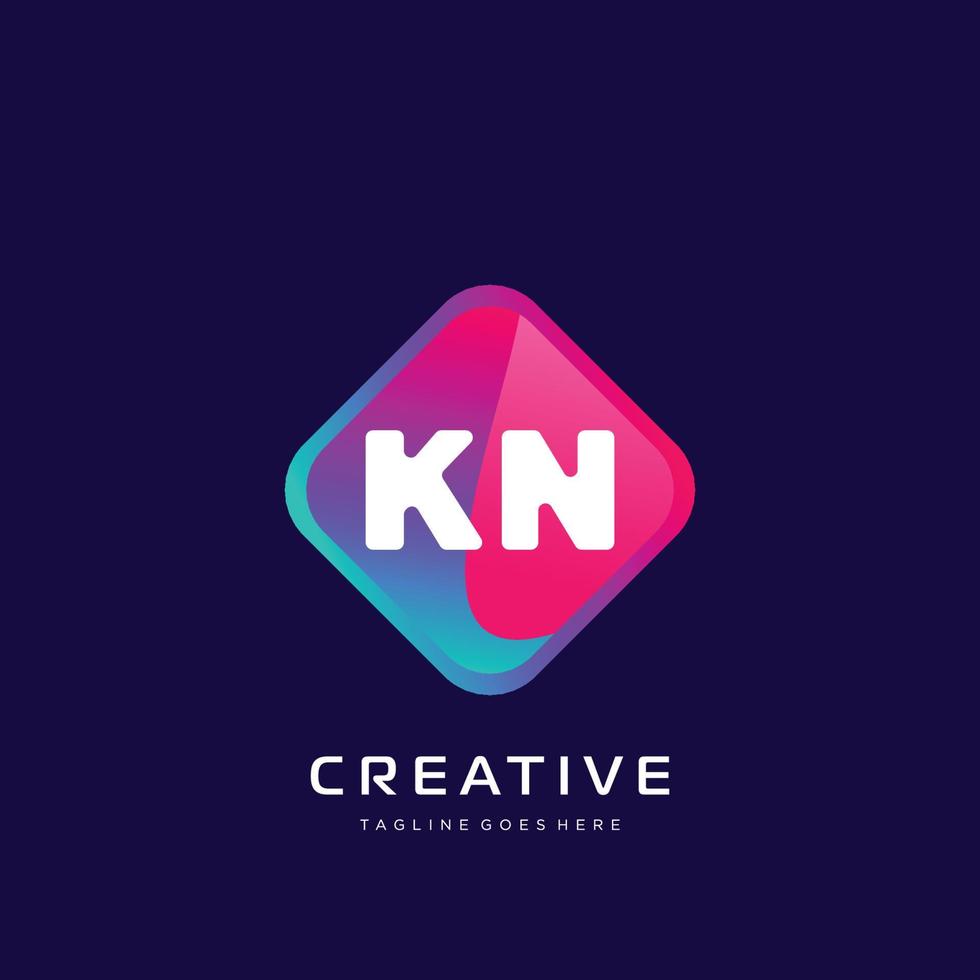 kn eerste logo met kleurrijk sjabloon vector. vector