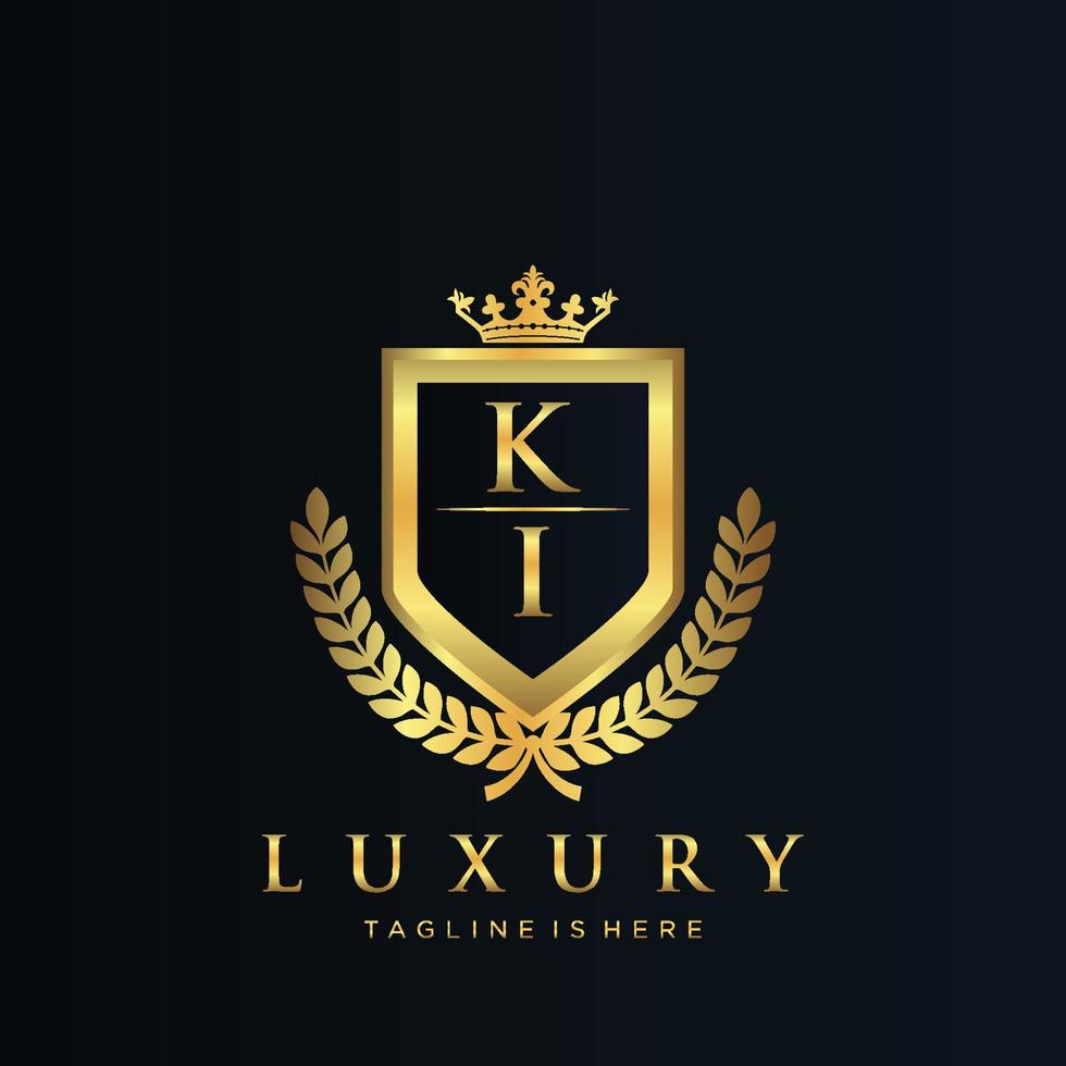 ki brief eerste met Koninklijk luxe logo sjabloon vector