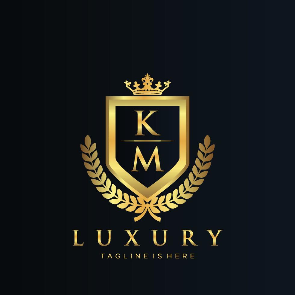 km brief eerste met Koninklijk luxe logo sjabloon vector