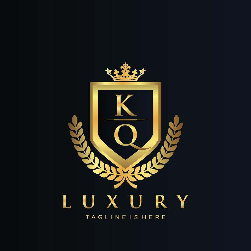 kq brief eerste met Koninklijk luxe logo sjabloon vector