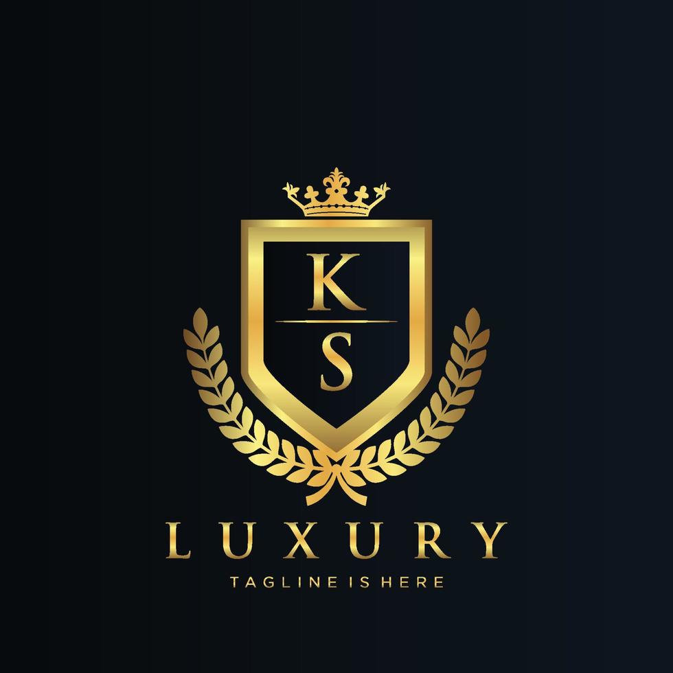 ks brief eerste met Koninklijk luxe logo sjabloon vector