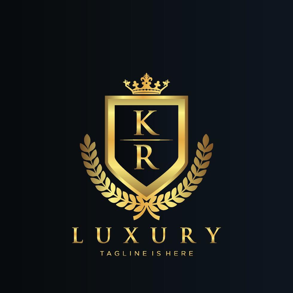 kr brief eerste met Koninklijk luxe logo sjabloon vector