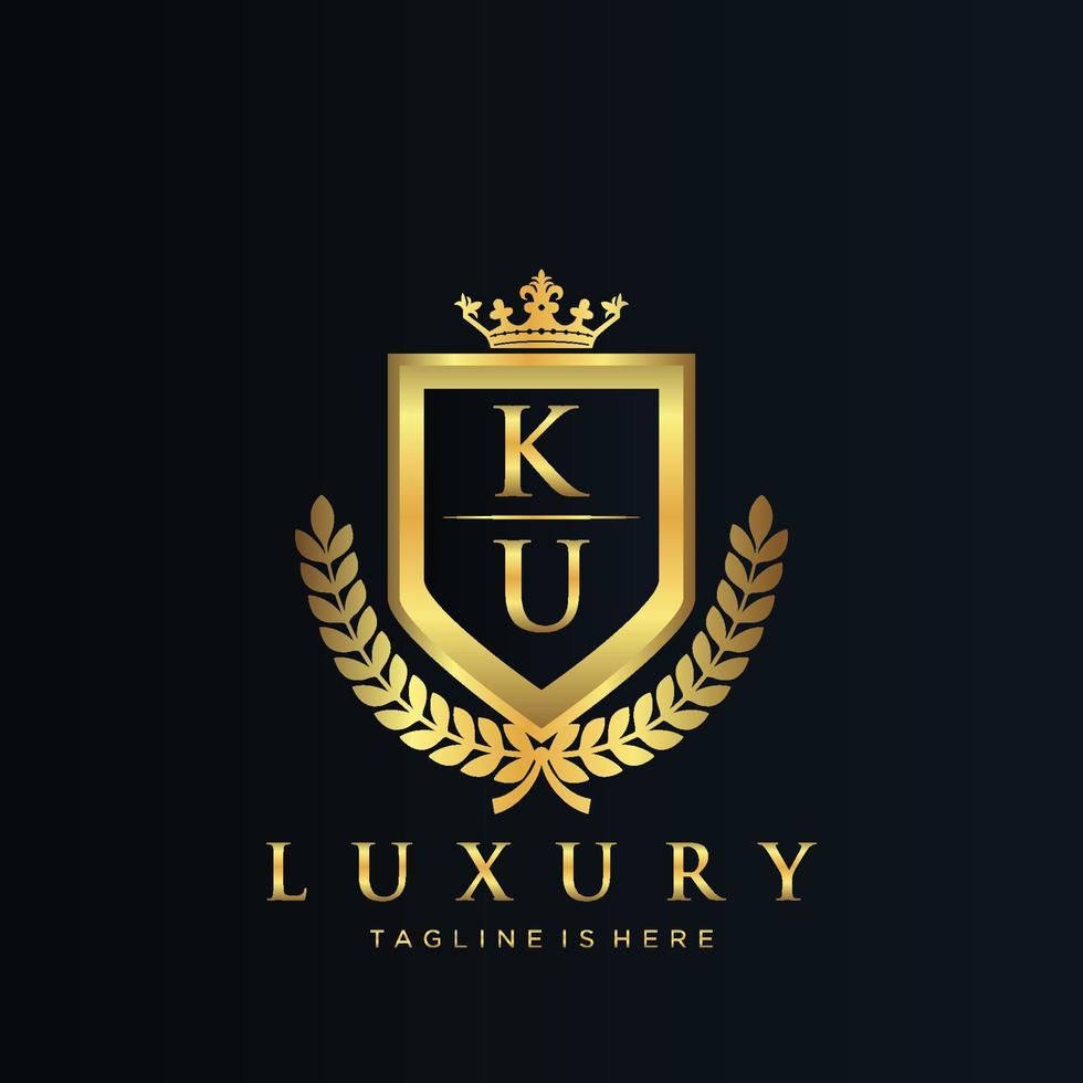 ku brief eerste met Koninklijk luxe logo sjabloon vector