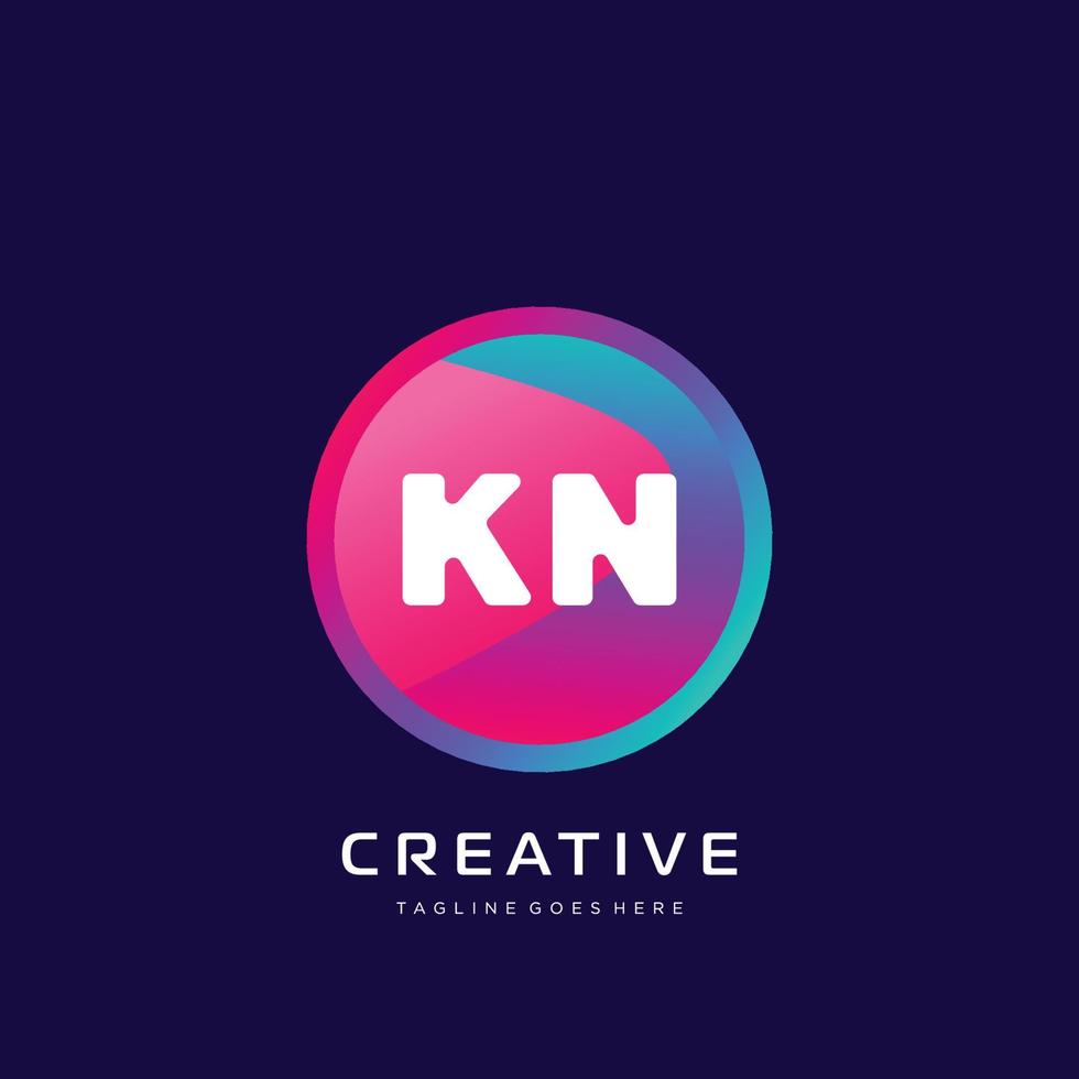 kn eerste logo met kleurrijk sjabloon vector. vector