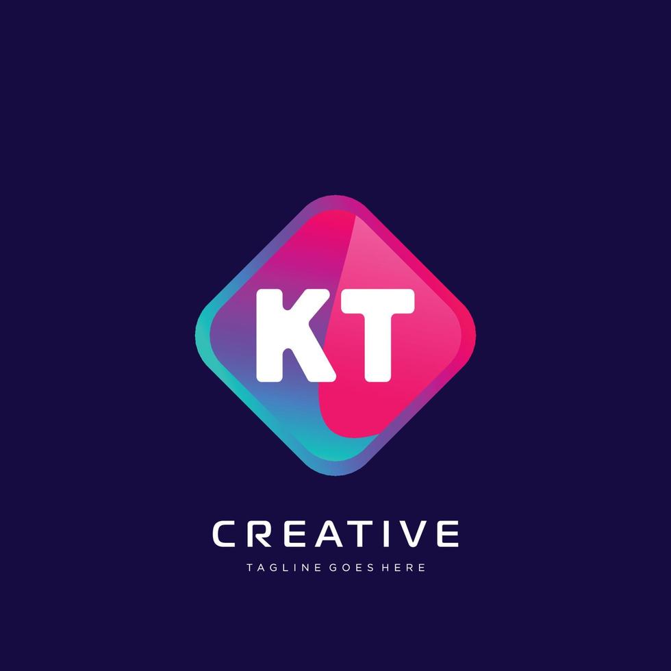 kt eerste logo met kleurrijk sjabloon vector. vector