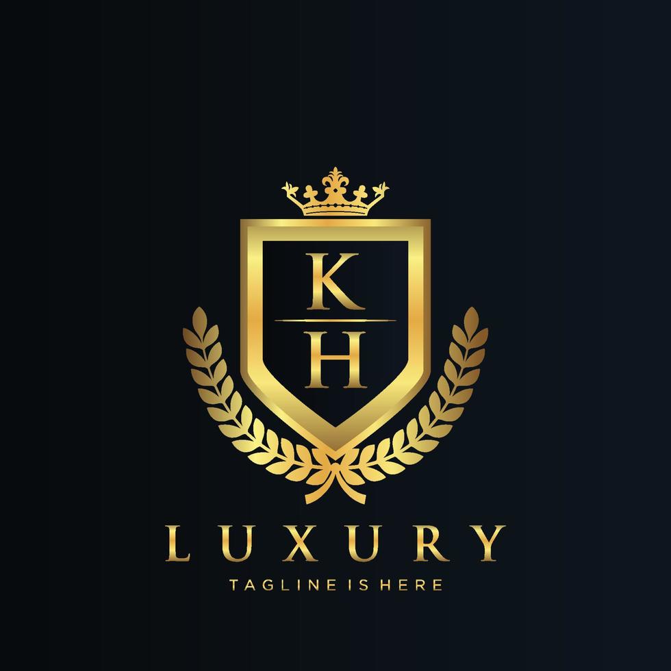 kh brief eerste met Koninklijk luxe logo sjabloon vector