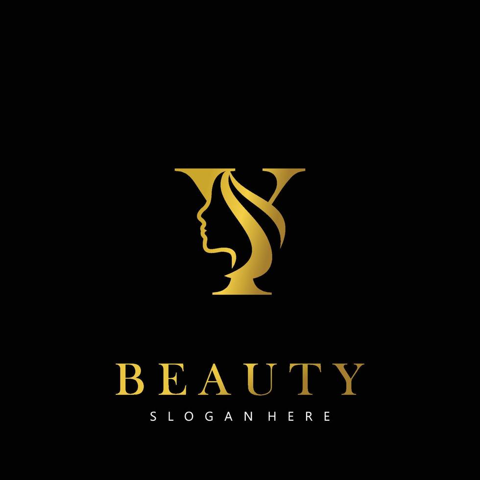 brief y elegantie luxe schoonheid goud kleur vrouwen mode logo vector