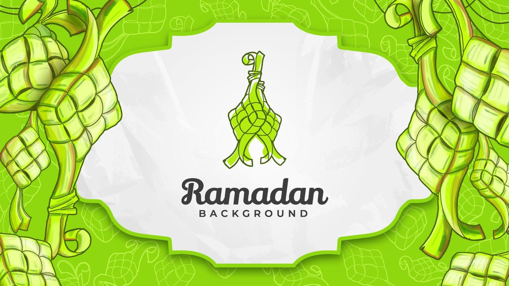 hand- getrokken Ramadan ketupats achtergrond vector