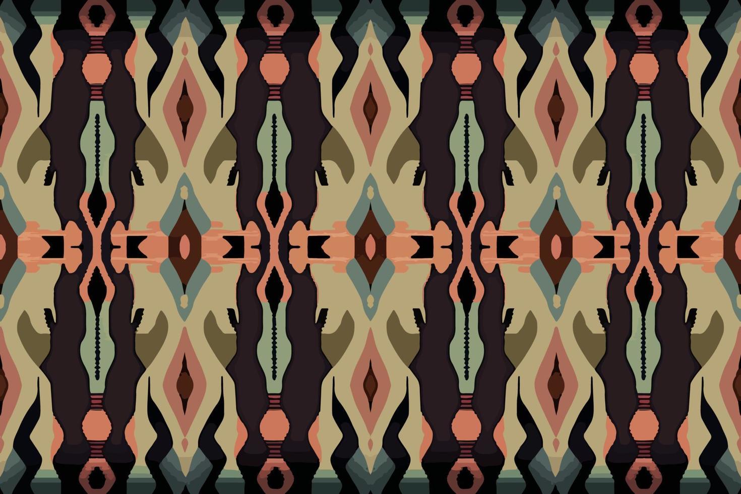 Egyptische geometrie ikat patroon donker pastel achtergrond. abstract traditioneel volk antiek tribal etnisch grafisch lijn. overladen elegant luxe wijnoogst retro stijl. structuur textiel kleding stof Egypte patronen. vector