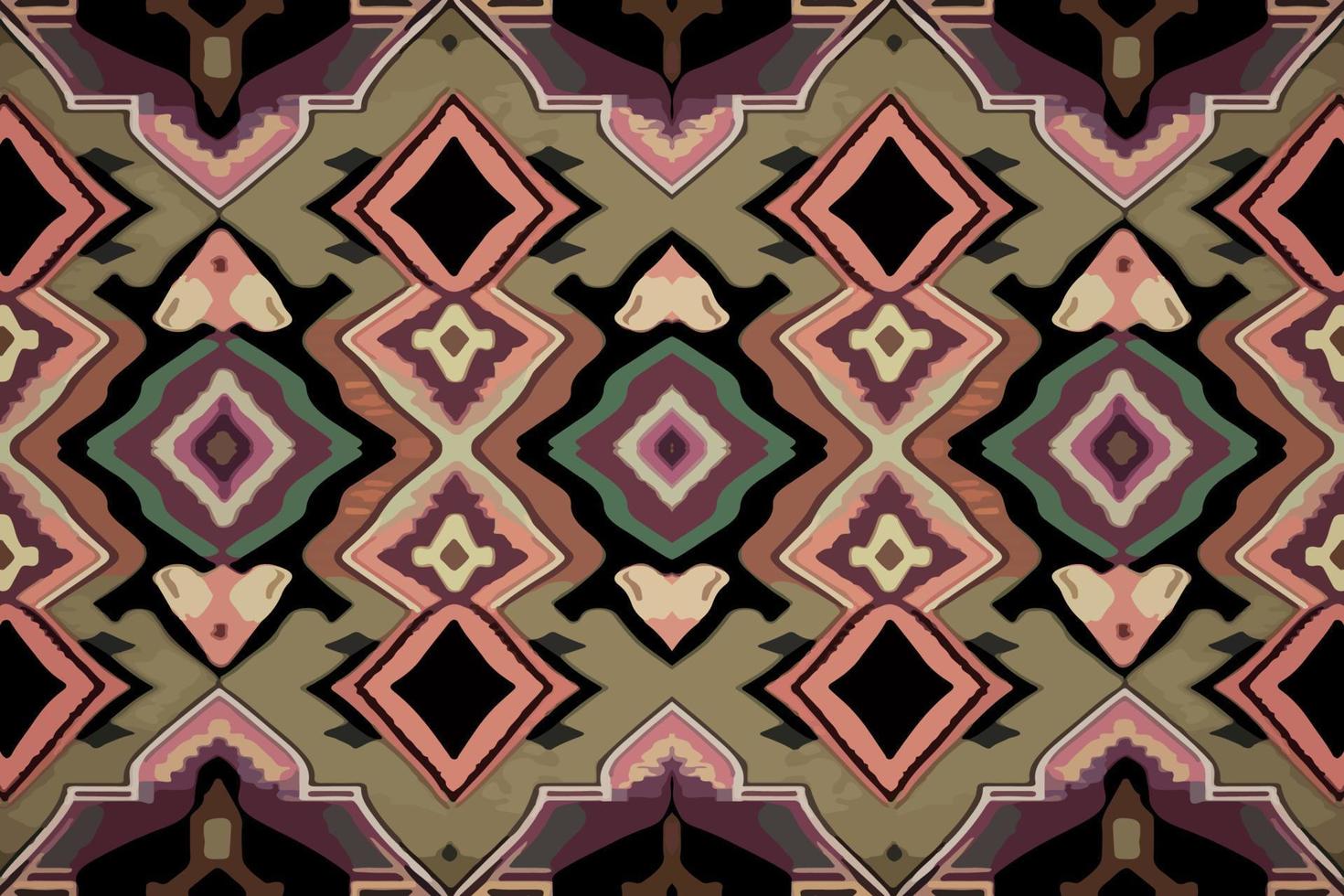 Egyptische geometrie ikat patroon donker pastel achtergrond. abstract traditioneel volk antiek tribal etnisch grafisch lijn. overladen elegant luxe wijnoogst retro stijl. structuur textiel kleding stof Egypte patronen. vector