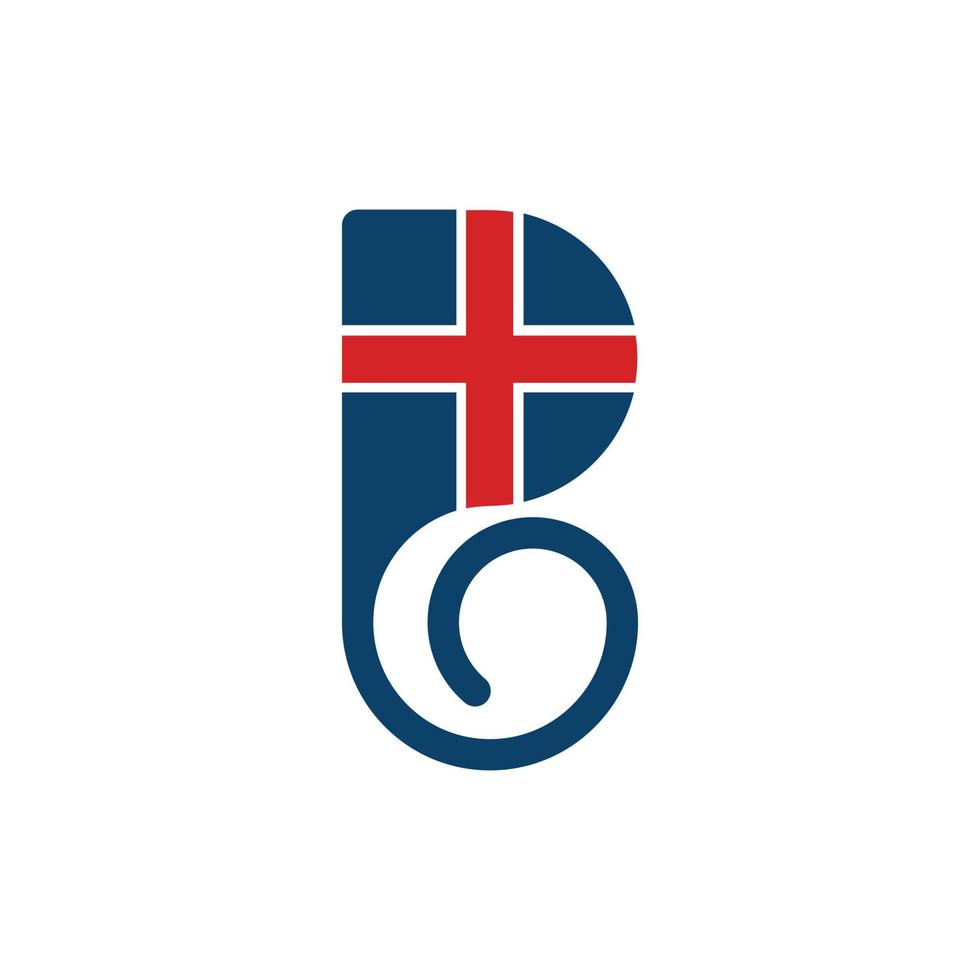 brief p monogram met plus icoon logo vector