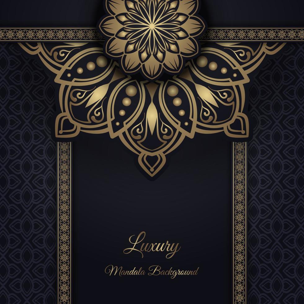 luxe mandala achtergrond, zwart en goud, ontwerp vector