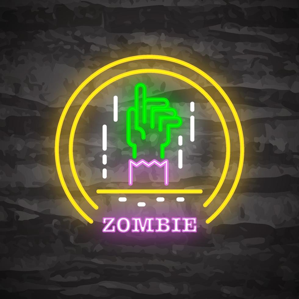 zombie halloween nacht neon logo vector