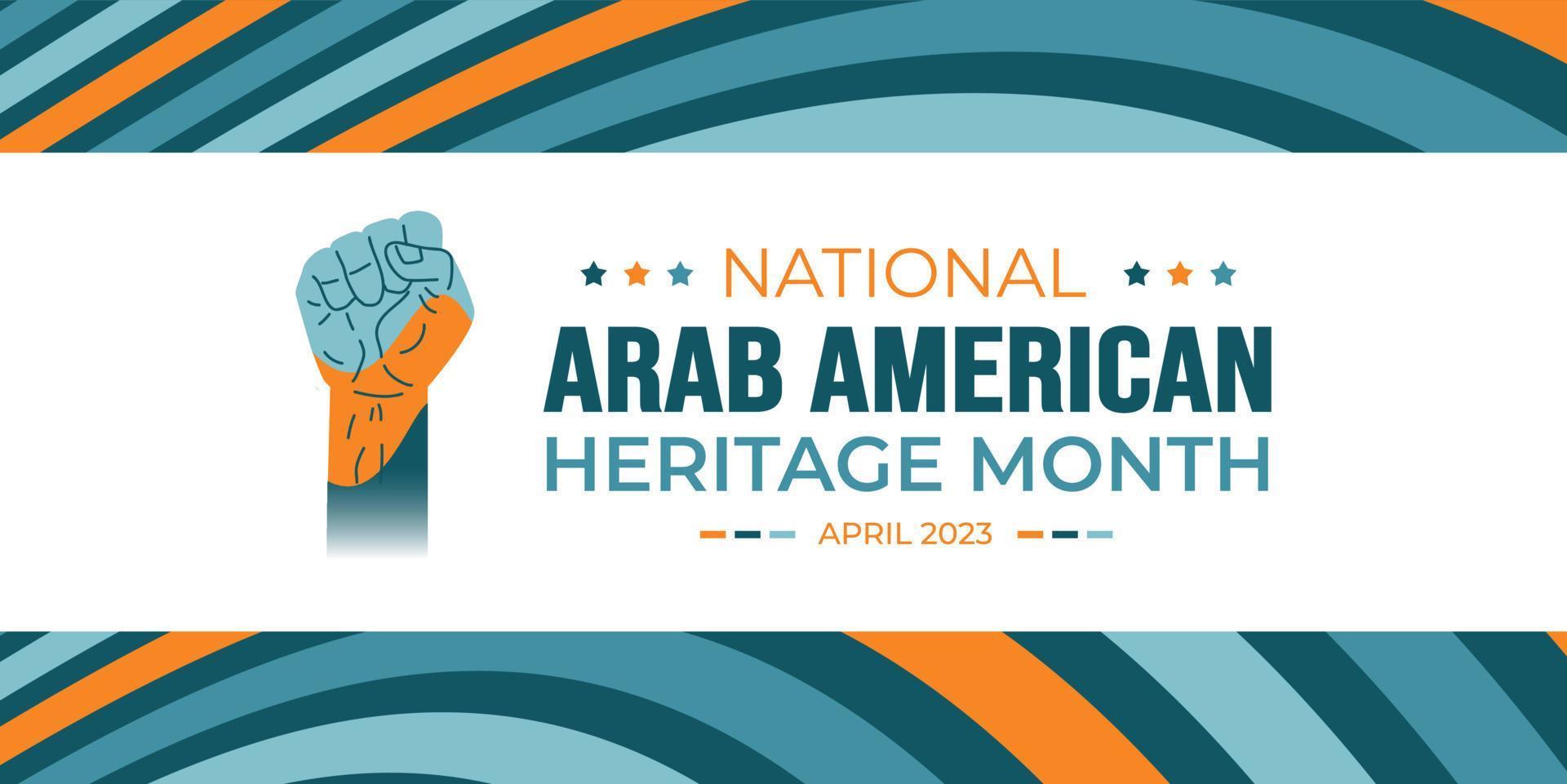 nationaal Arabisch Amerikaans erfgoed maand achtergrond. Arabisch Amerikaans erfgoed maand sociaal media banier of groet kaart. Arabisch Amerikaans erfgoed maand gevierd in april Verenigde Staten van Amerika door mensen van Arabisch oorsprong. vector