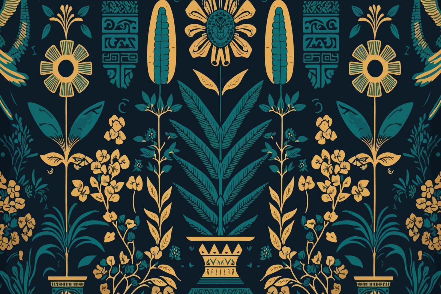 bloemen Egyptische hiërogliefen patroon. abstract traditioneel volk antiek tribal etnisch grafisch lijn. structuur textiel kleding stof Egyptische patronen vector. overladen elegant luxe wijnoogst retro stijl. vector