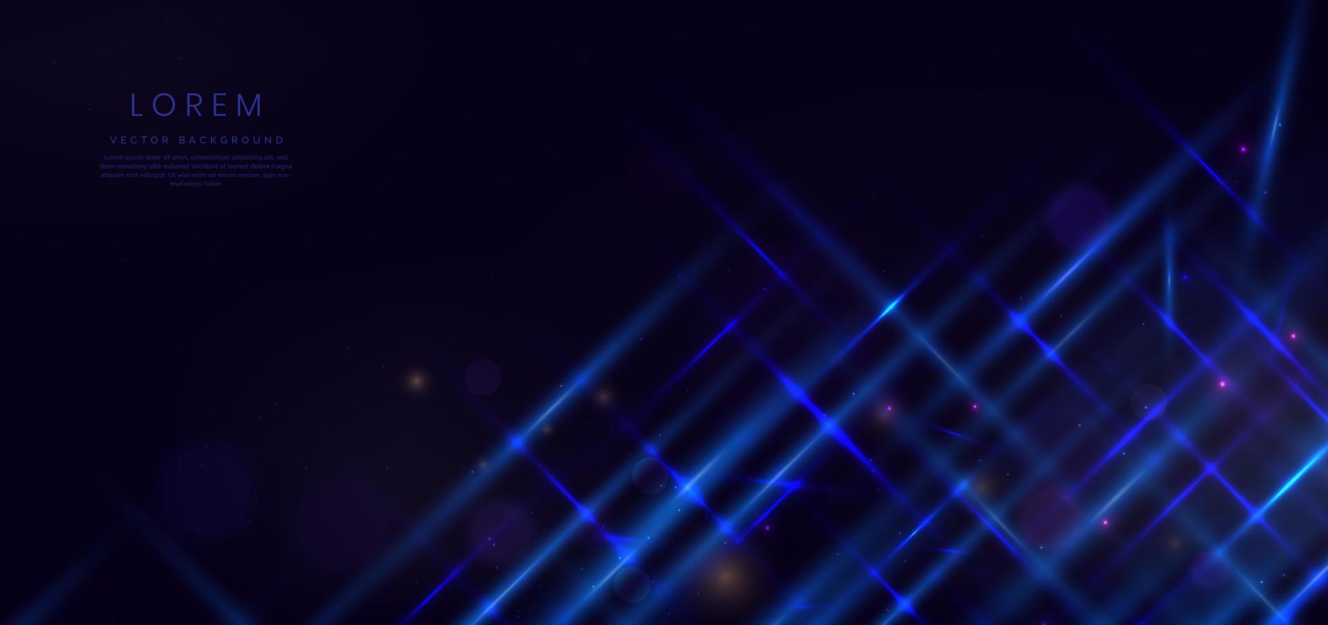abstract technologie futuristische gloeiend blauw licht diagonaal lijnen met effect Aan donker blauw achtergrond. vector