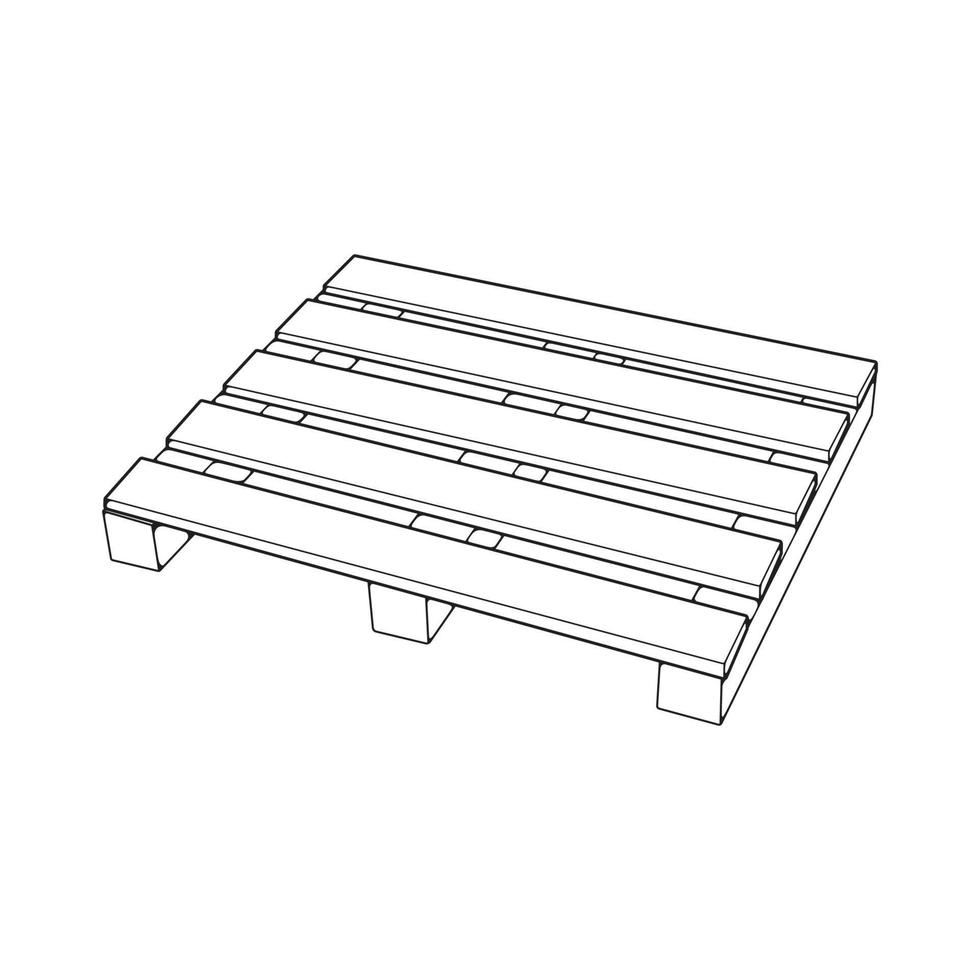 houten pallet vector illustratie Aan wit achtergrond . geïsoleerd isometrische schets hout container. isometrische vector schets houten pallet.