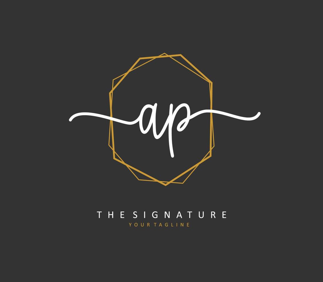 ap eerste brief handschrift en handtekening logo. een concept handschrift eerste logo met sjabloon element. vector