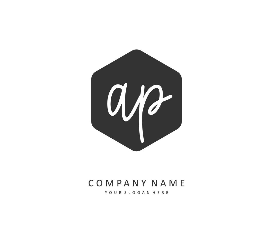 ap eerste brief handschrift en handtekening logo. een concept handschrift eerste logo met sjabloon element. vector