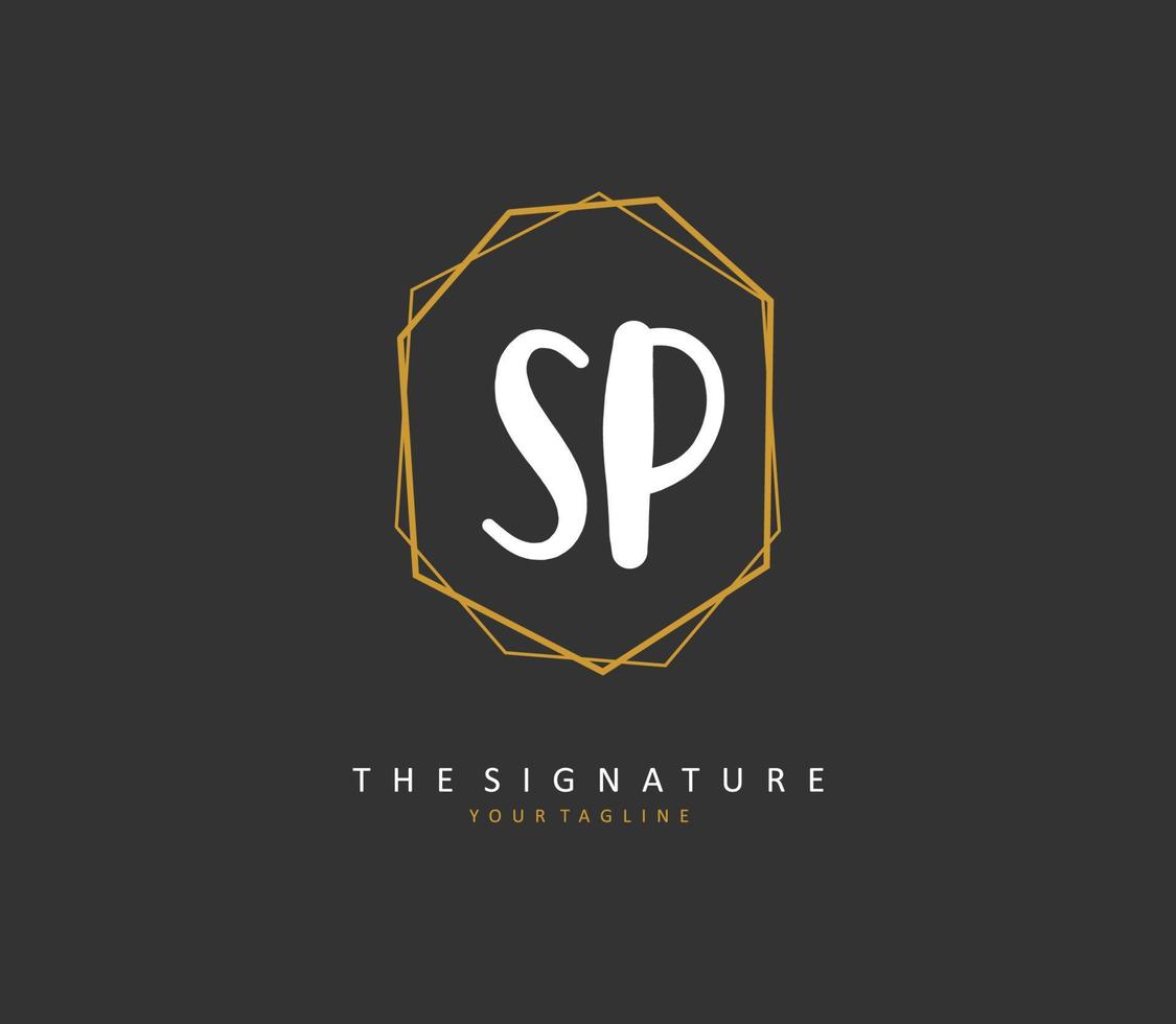 sp eerste brief handschrift en handtekening logo. een concept handschrift eerste logo met sjabloon element. vector