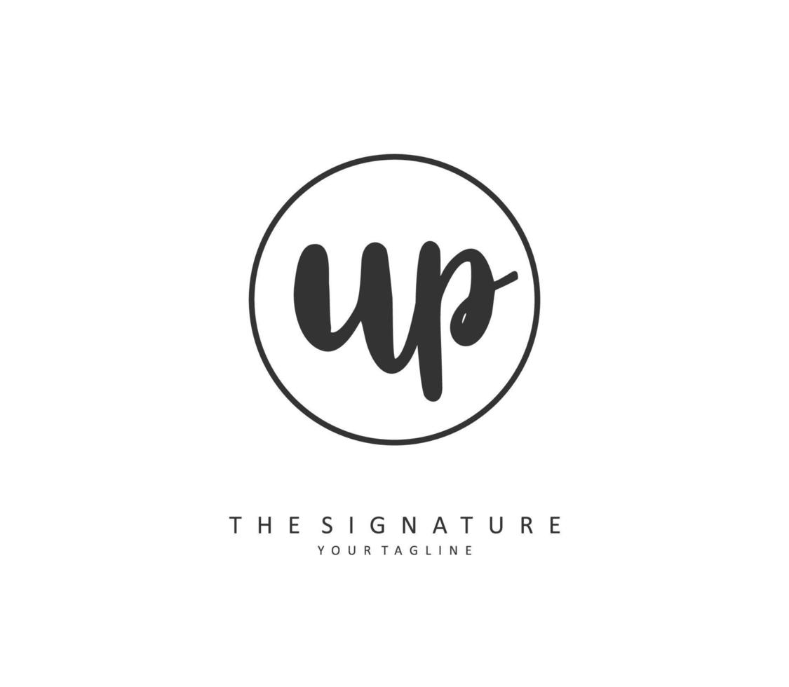 omhoog eerste brief handschrift en handtekening logo. een concept handschrift eerste logo met sjabloon element. vector