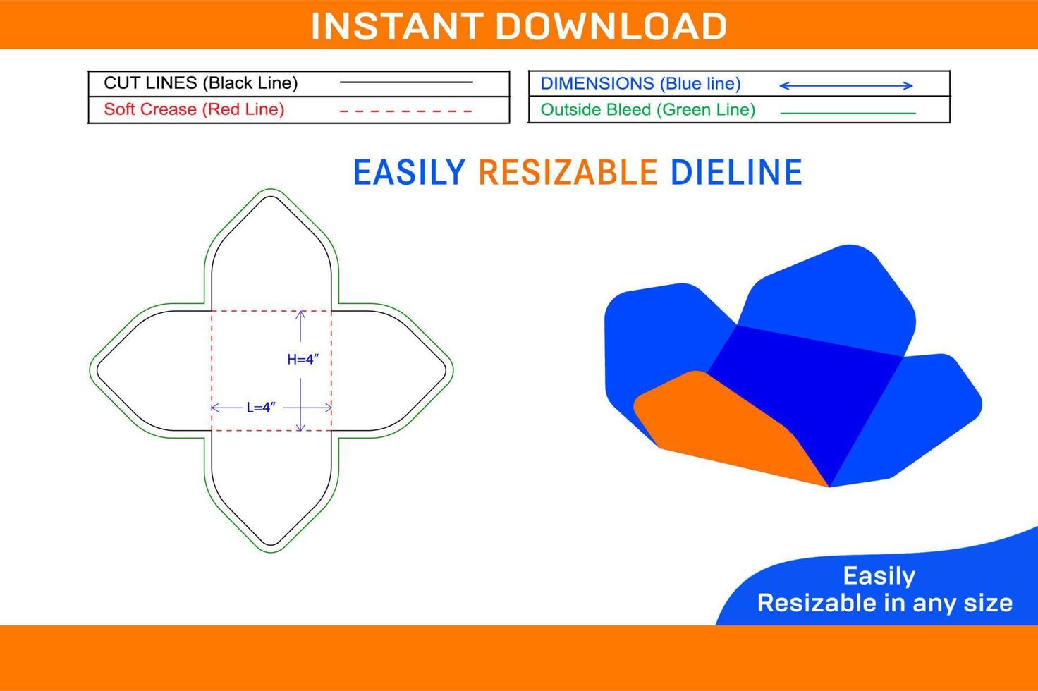 voedsel doos, taart doos verpakking dieline sjabloon doos dieline en 3d doos vector