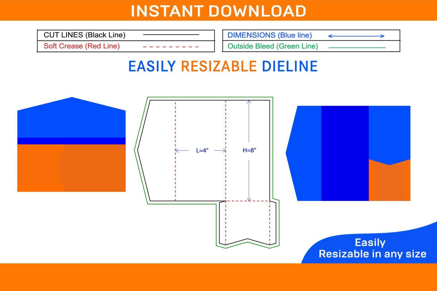 verjaardag wensen envelop dieline sjabloon en 3d envelop doos dieline en 3d doos vector