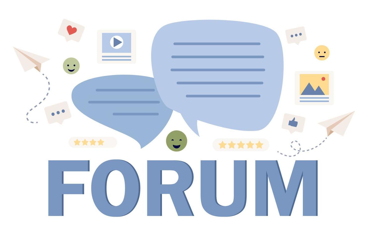 online forum concept. communicatie, dialoog, internet chatten, sociaal media, netwerken, groep gemeenschap. vector vlak illustratie