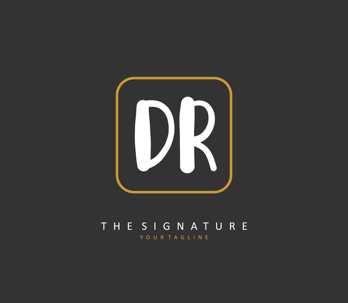 dr eerste brief handschrift en handtekening logo. een concept handschrift eerste logo met sjabloon element. vector