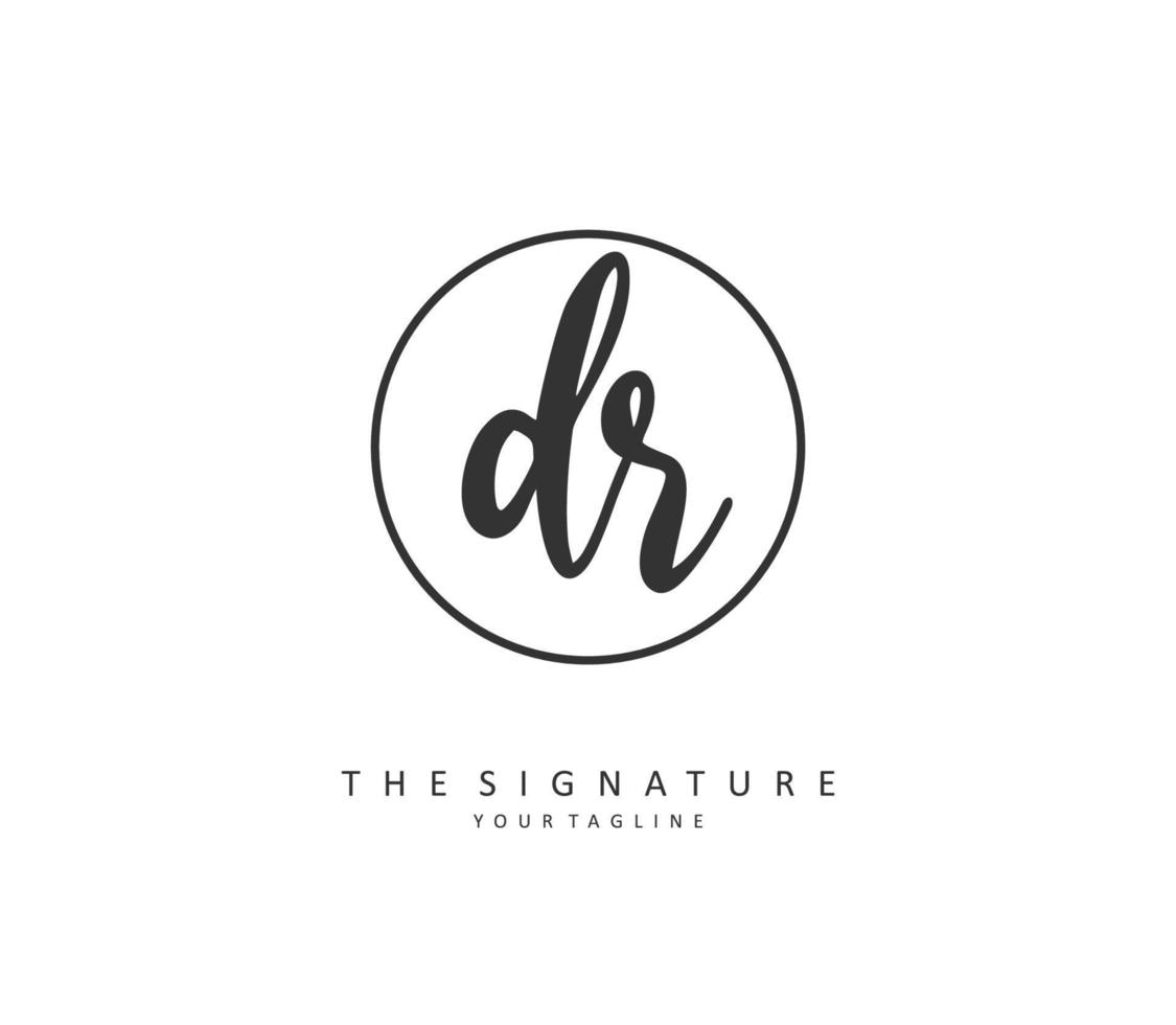 dr eerste brief handschrift en handtekening logo. een concept handschrift eerste logo met sjabloon element. vector