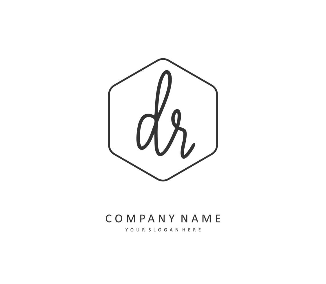 dr eerste brief handschrift en handtekening logo. een concept handschrift eerste logo met sjabloon element. vector