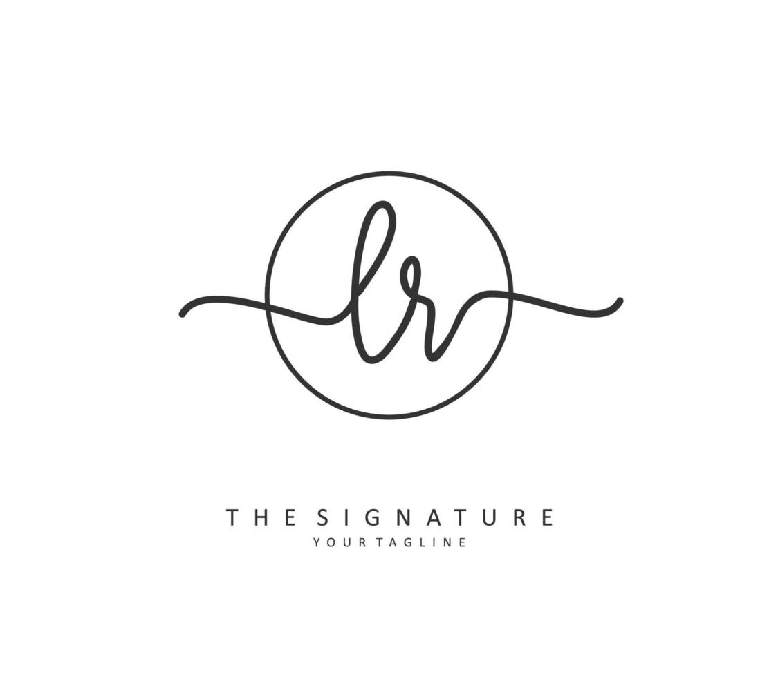 lr eerste brief handschrift en handtekening logo. een concept handschrift eerste logo met sjabloon element. vector