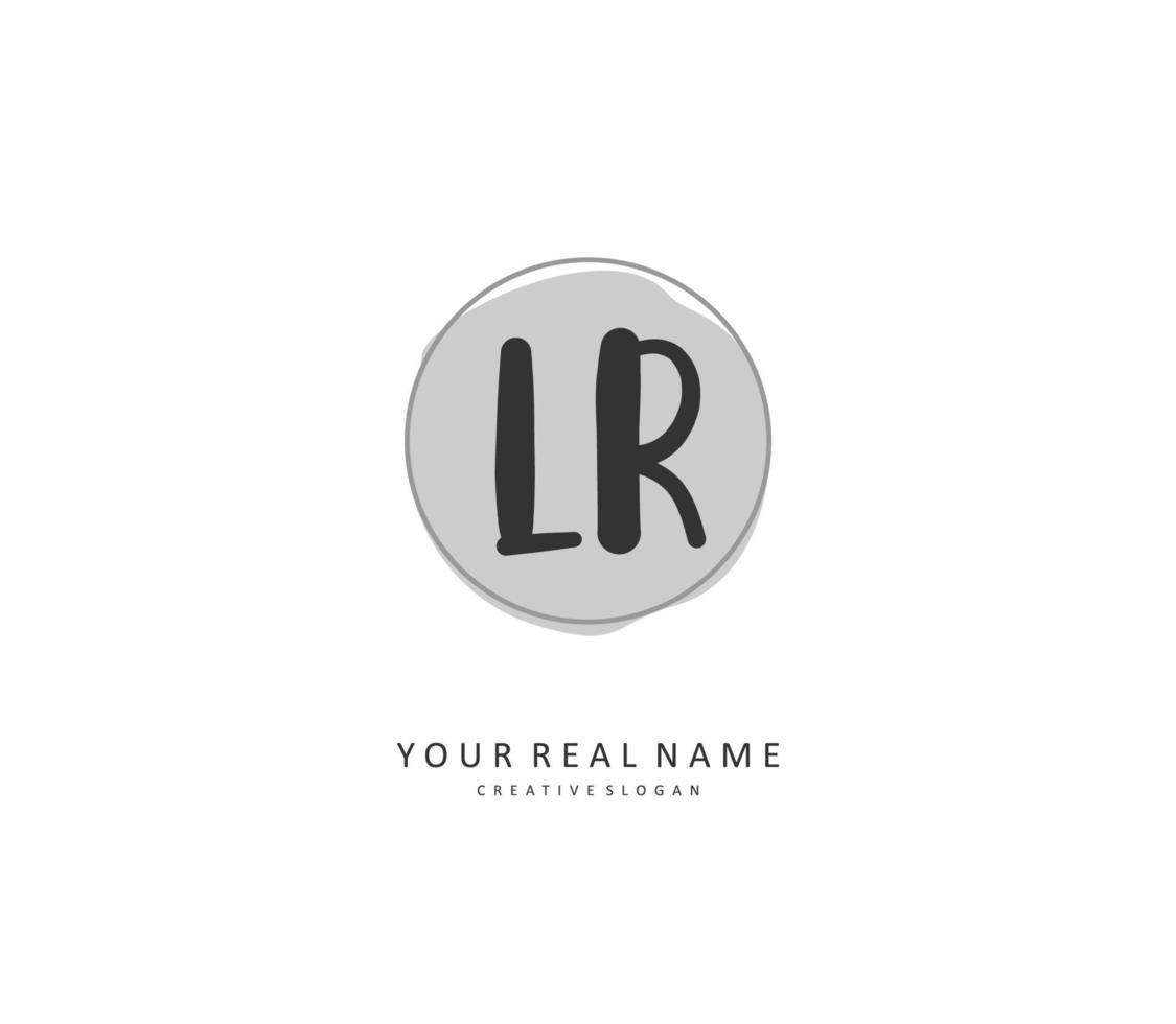 lr eerste brief handschrift en handtekening logo. een concept handschrift eerste logo met sjabloon element. vector