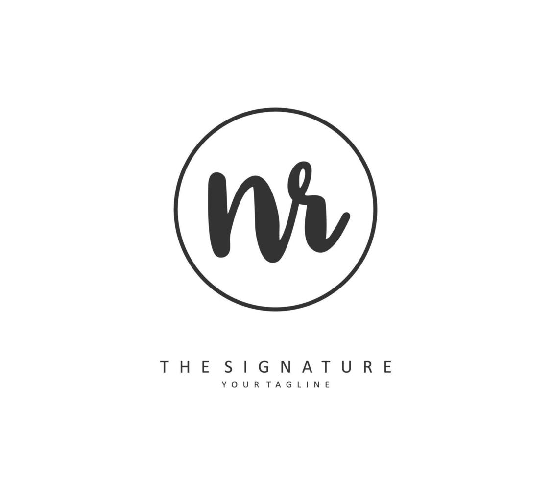 nr eerste brief handschrift en handtekening logo. een concept handschrift eerste logo met sjabloon element. vector