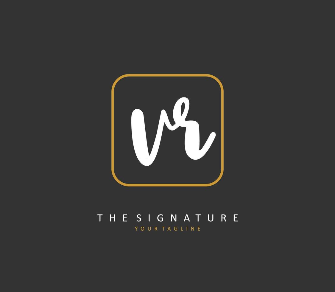 vr eerste brief handschrift en handtekening logo. een concept handschrift eerste logo met sjabloon element. vector