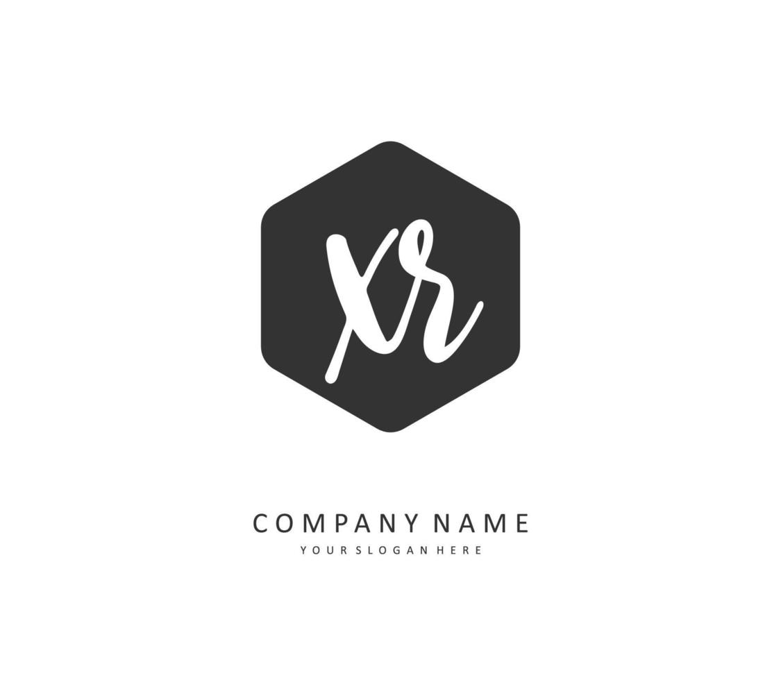 xr eerste brief handschrift en handtekening logo. een concept handschrift eerste logo met sjabloon element. vector