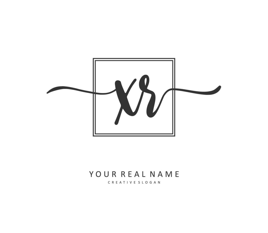 xr eerste brief handschrift en handtekening logo. een concept handschrift eerste logo met sjabloon element. vector