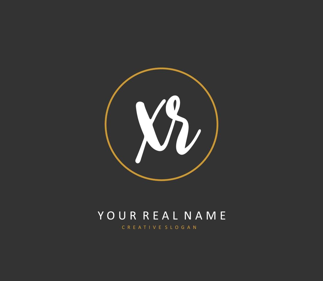 xr eerste brief handschrift en handtekening logo. een concept handschrift eerste logo met sjabloon element. vector