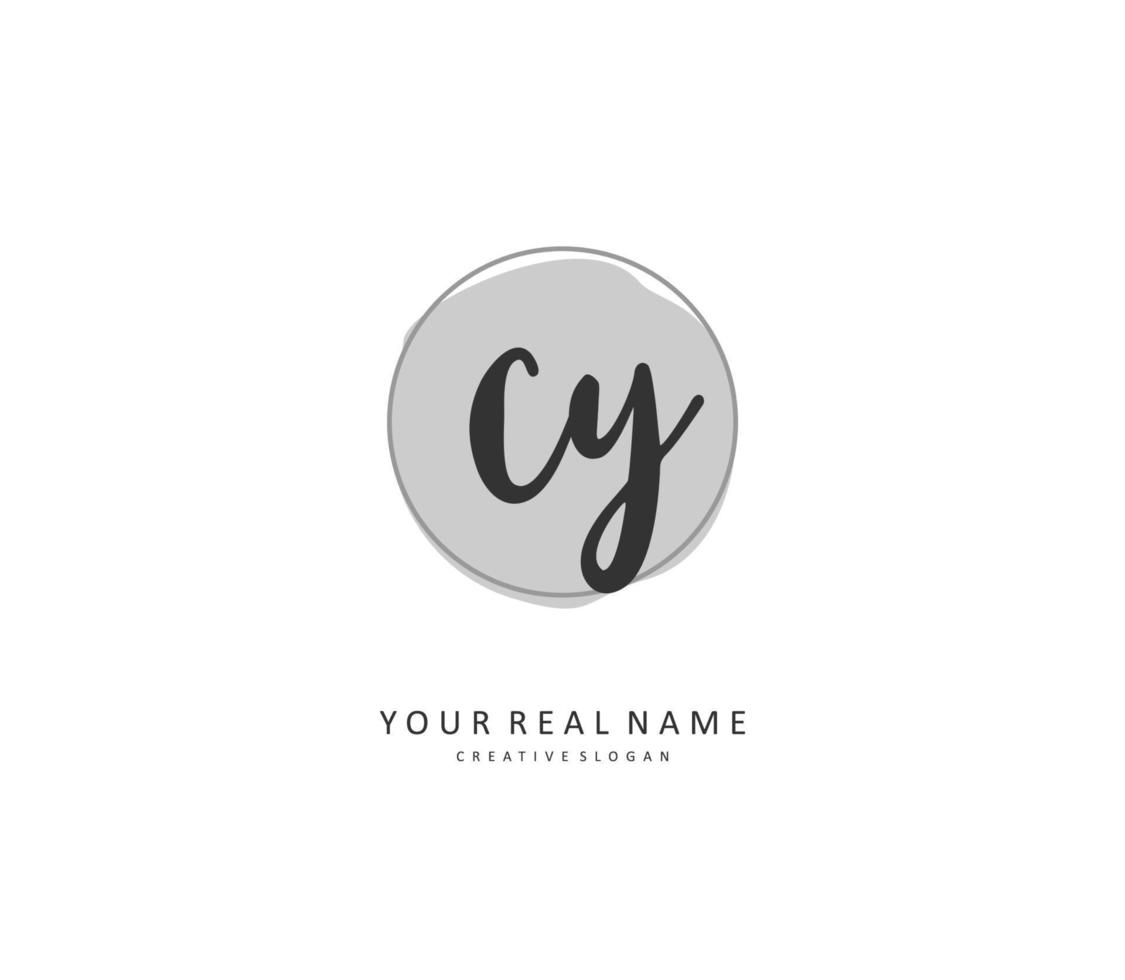 cy eerste brief handschrift en handtekening logo. een concept handschrift eerste logo met sjabloon element. vector