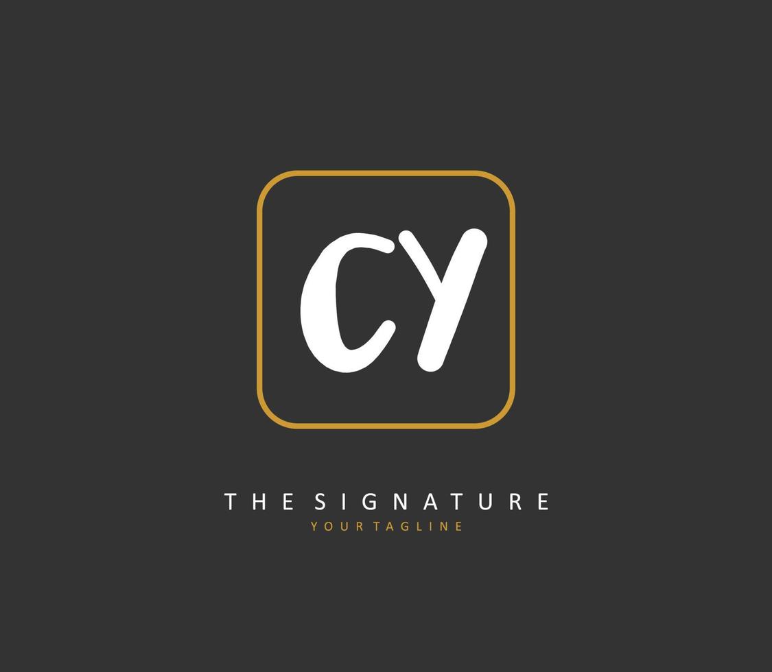 cy eerste brief handschrift en handtekening logo. een concept handschrift eerste logo met sjabloon element. vector