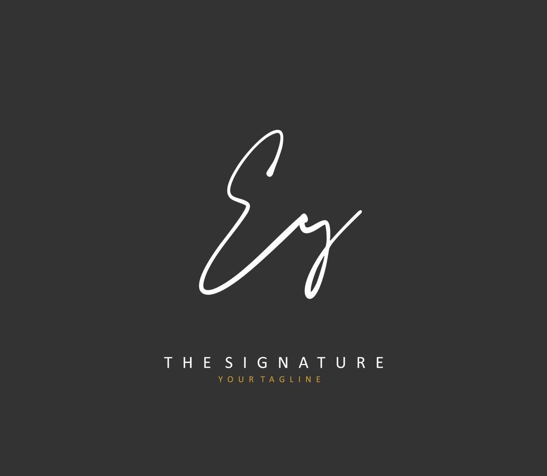 ey eerste brief handschrift en handtekening logo. een concept handschrift eerste logo met sjabloon element. vector