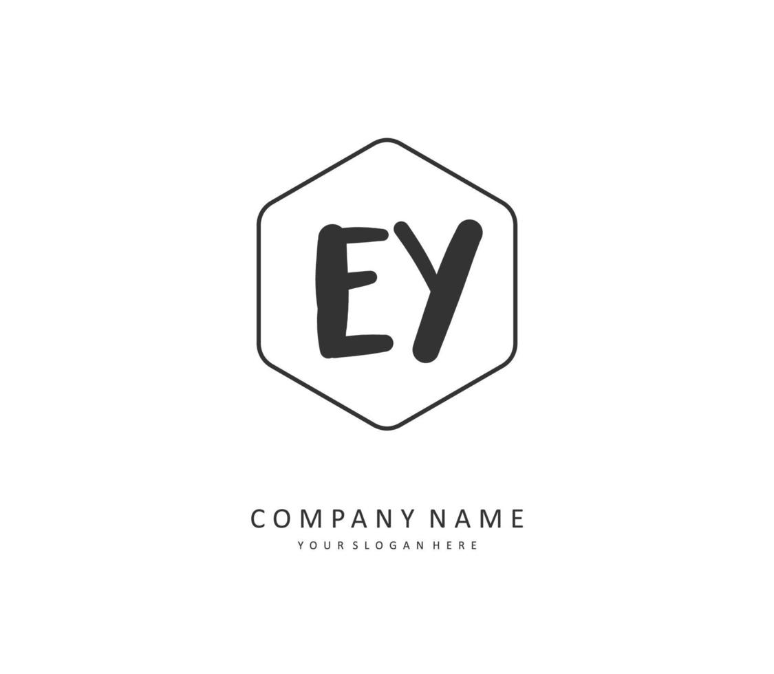 ey eerste brief handschrift en handtekening logo. een concept handschrift eerste logo met sjabloon element. vector