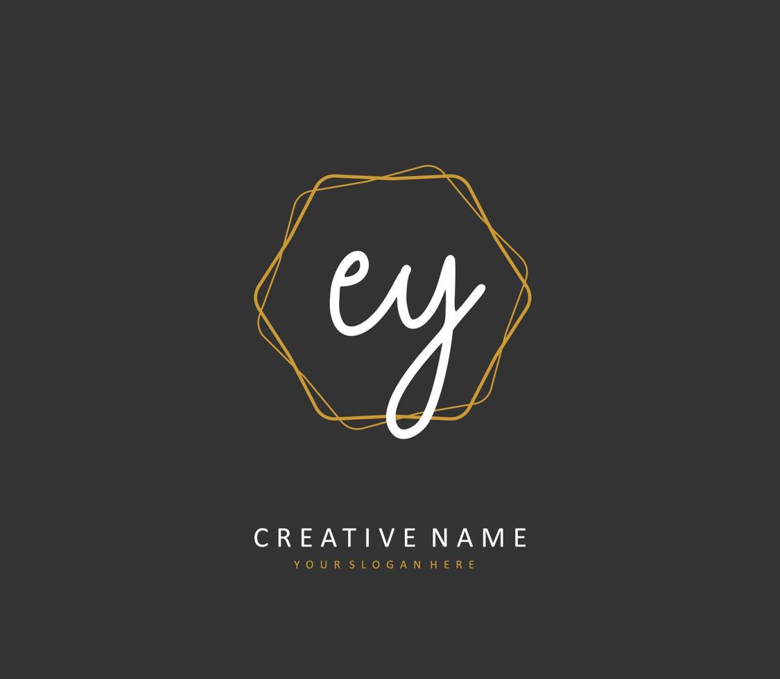 ey eerste brief handschrift en handtekening logo. een concept handschrift eerste logo met sjabloon element. vector