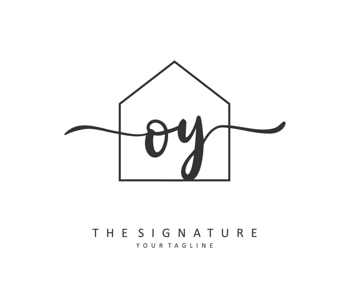 oy eerste brief handschrift en handtekening logo. een concept handschrift eerste logo met sjabloon element. vector